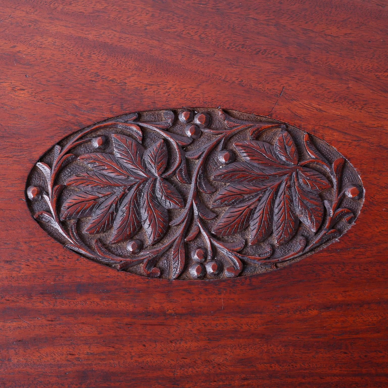 indian carved wood side table