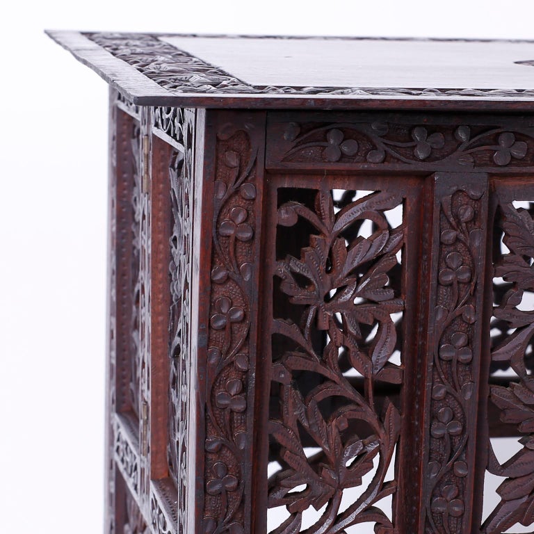 AngloIndian Carved Bombay Black Wood Side Table at 1stDibs