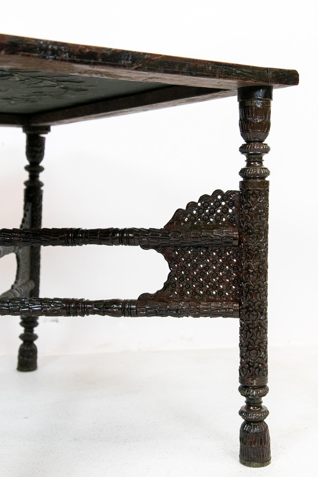 Late 19th Century Anglo Indian Carved Brass top Table