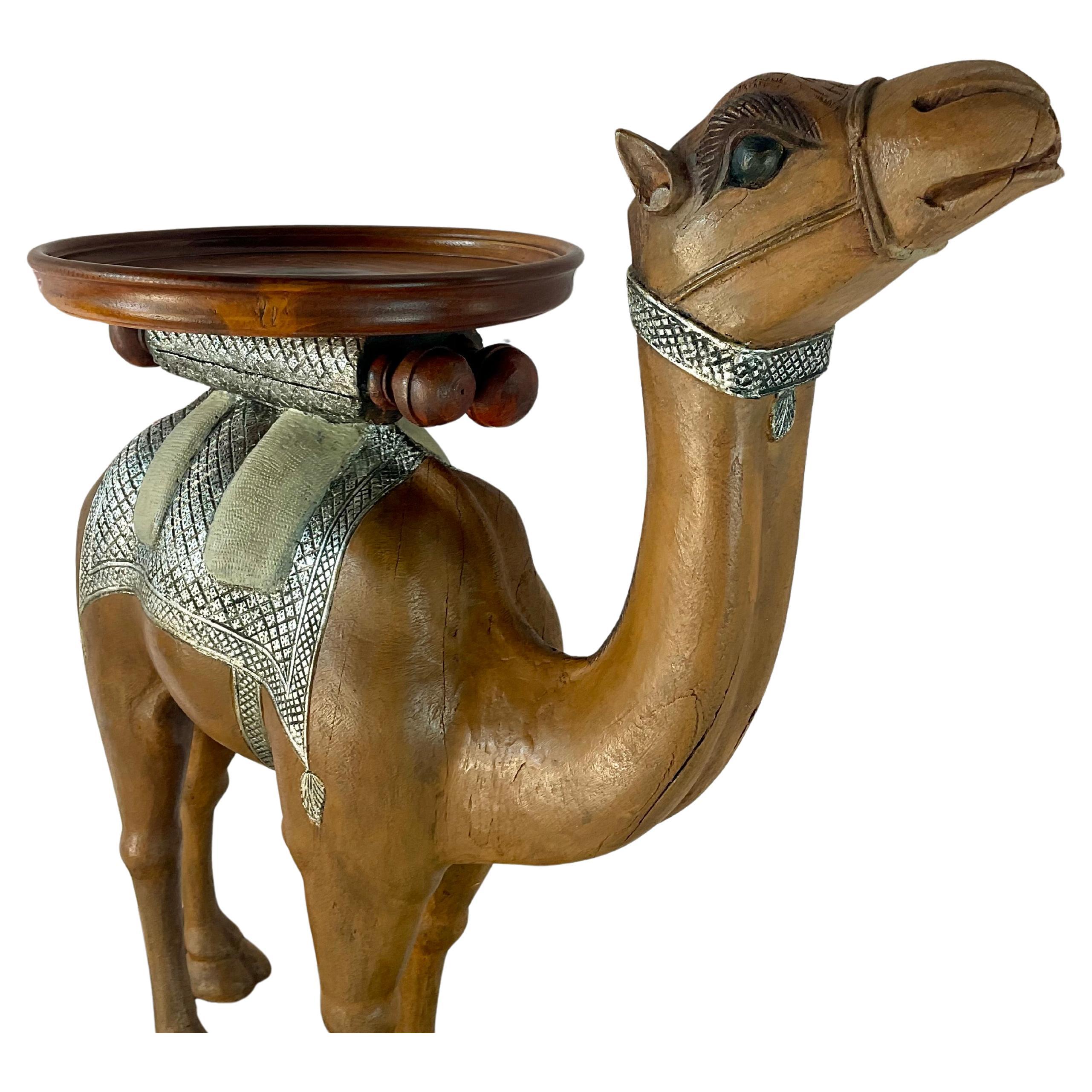 Hand-Carved Anglo-Indian Carved Camel Side Table - 19th Century For Sale