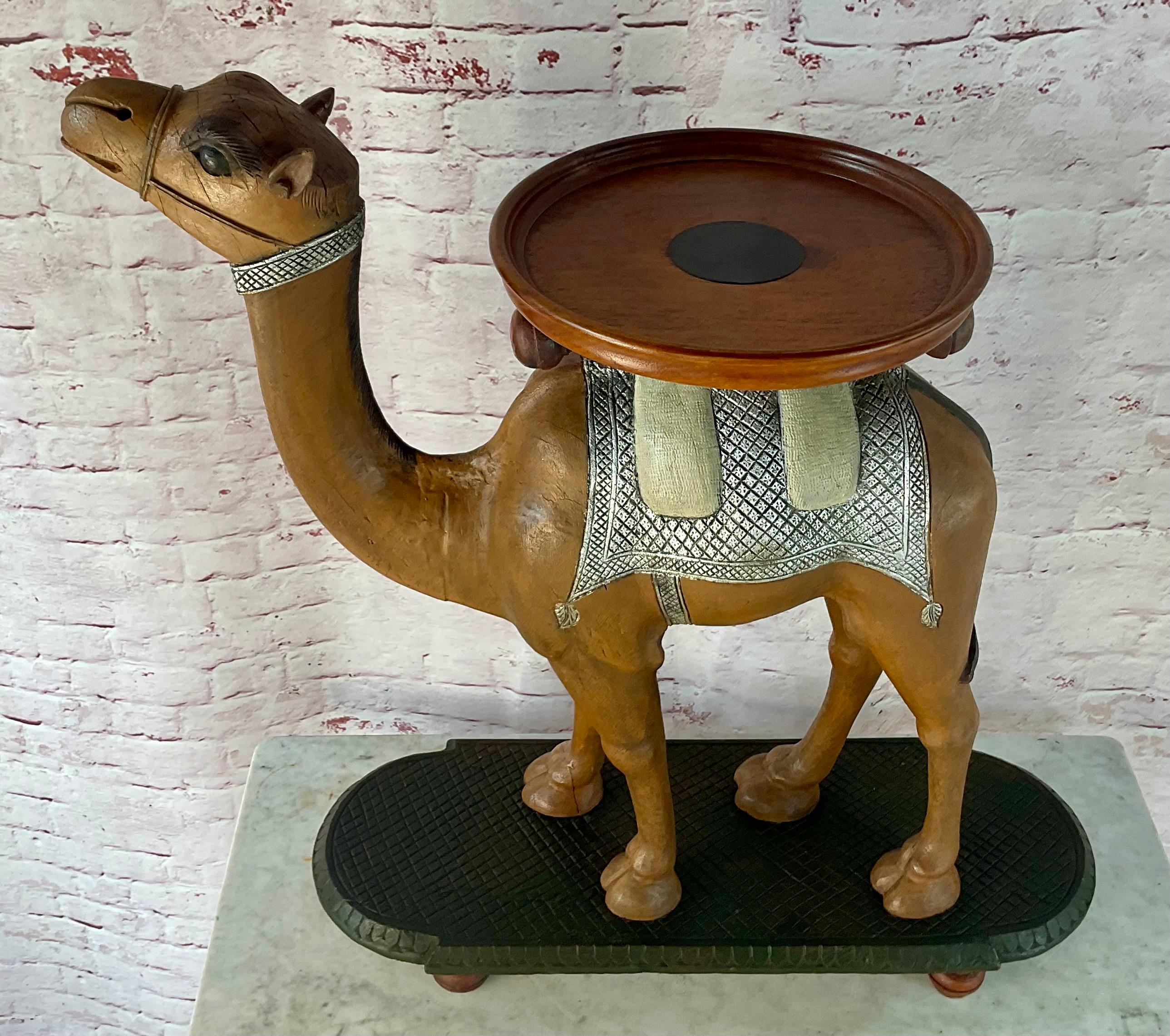 Anglo-Indian Carved Camel Side Table - 19th Century In Good Condition For Sale In Bradenton, FL