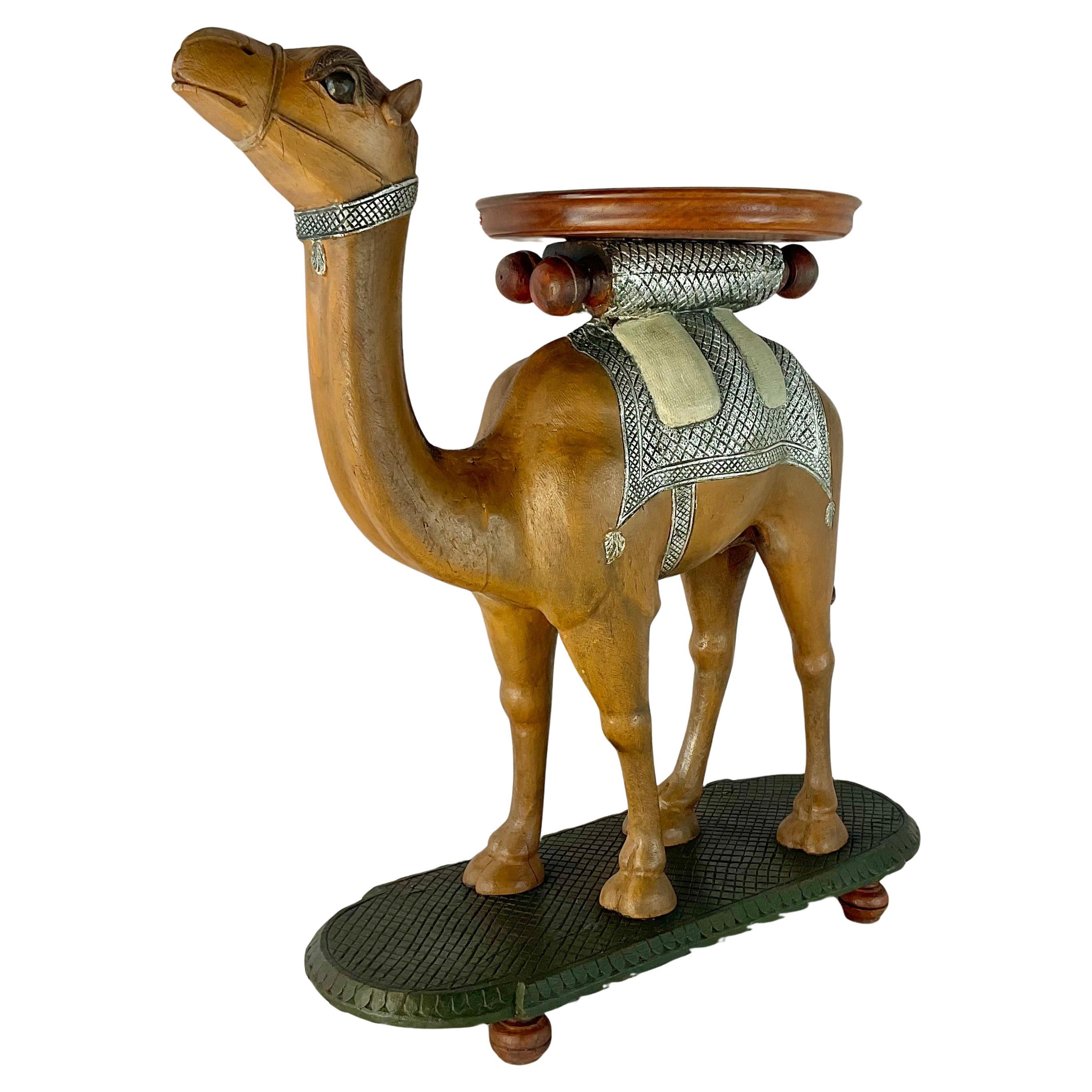 Teak Anglo-Indian Carved Camel Side Table - 19th Century For Sale