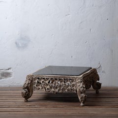 Anglo-Indian Carved Granite Top Coffee Table