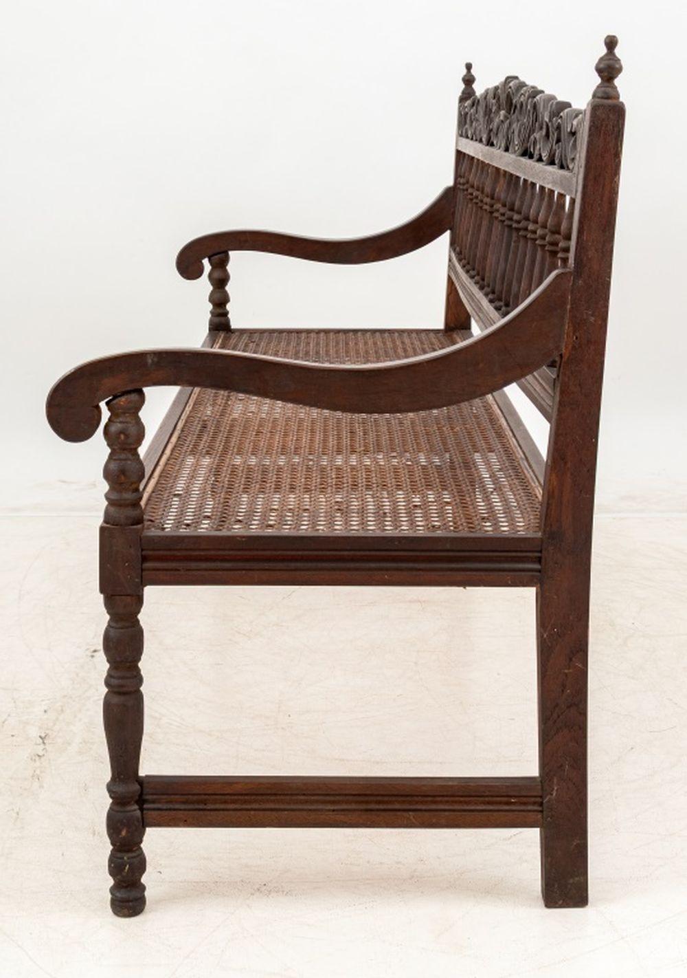 20th Century Anglo-Indian Carved Hardwood Hall Bench For Sale