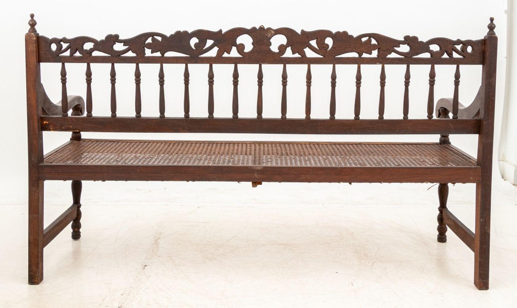 Anglo-Indian Carved Hardwood Hall Bench For Sale 1