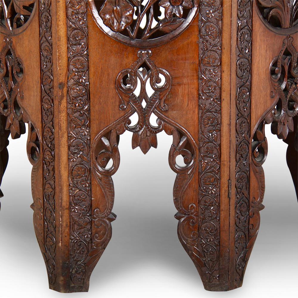 Early 20th Century Anglo-Indian Carved Hardwood Side Table