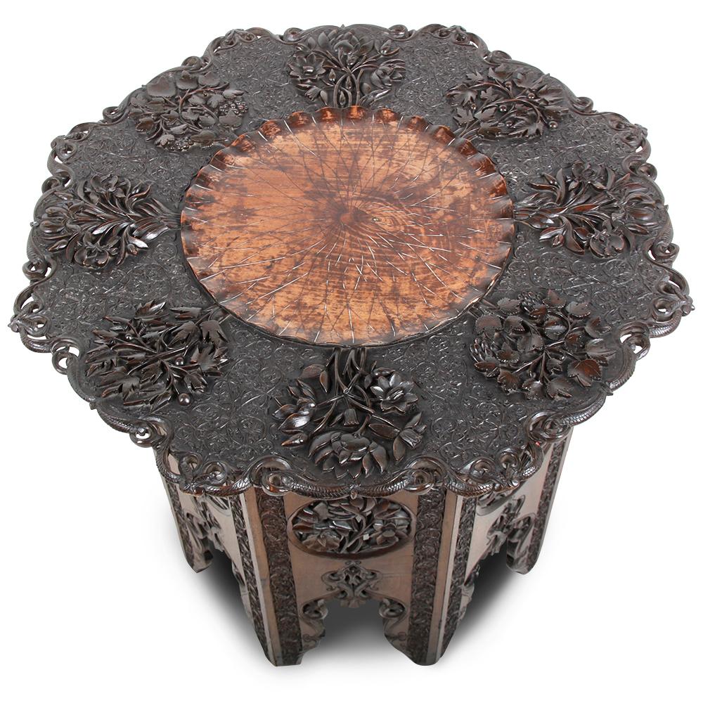 Anglo-Indian Carved Hardwood Side Table 3