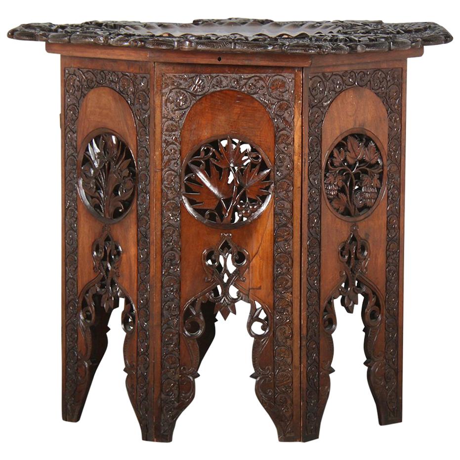 Anglo-Indian Carved Hardwood Side Table
