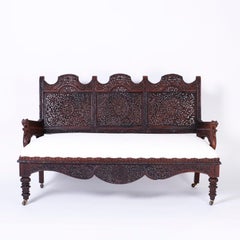 Anglo-Indian Carved Mahogany Sofa