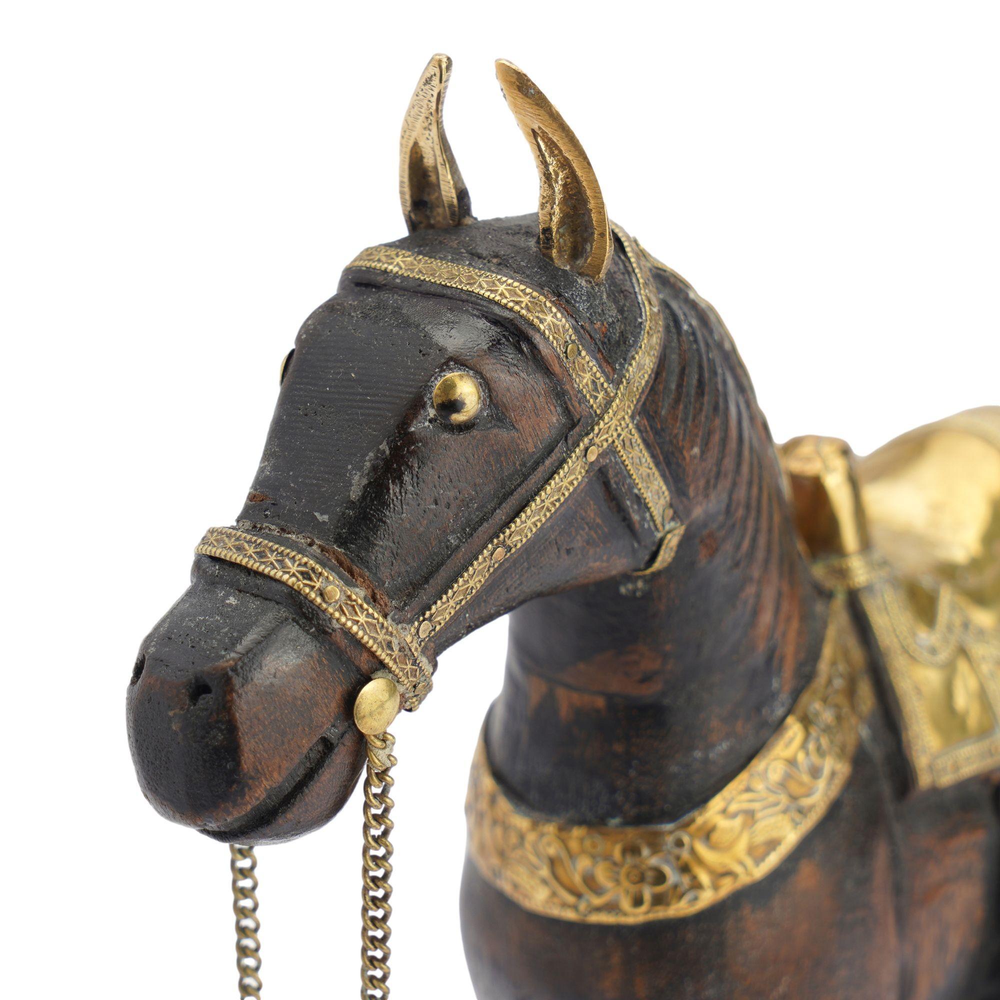 Anglo-Indian carved mango wood Marwari war horse figurine, 1800's For Sale 5