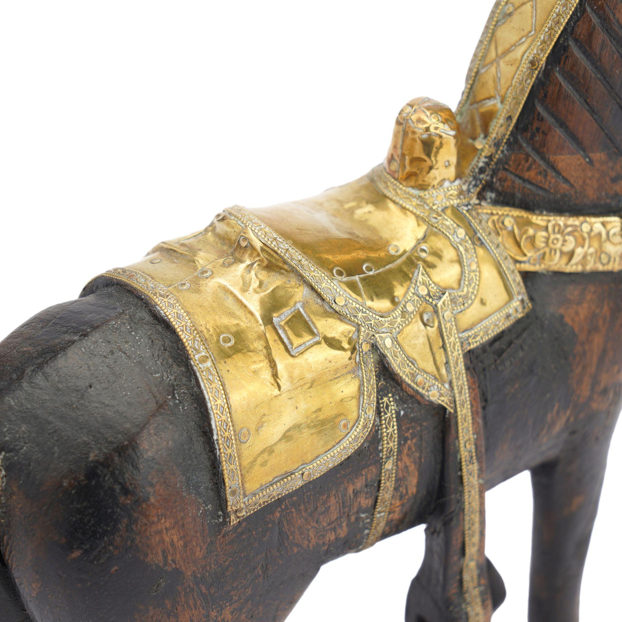 Anglo-Indian carved mango wood Marwari war horse figurine, 1800's For Sale 4