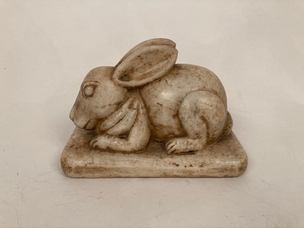 Hand-Carved Anglo-Indian Carved Marble Figure of a Rabbit - 2023 is the Year Of The Rabbit! For Sale