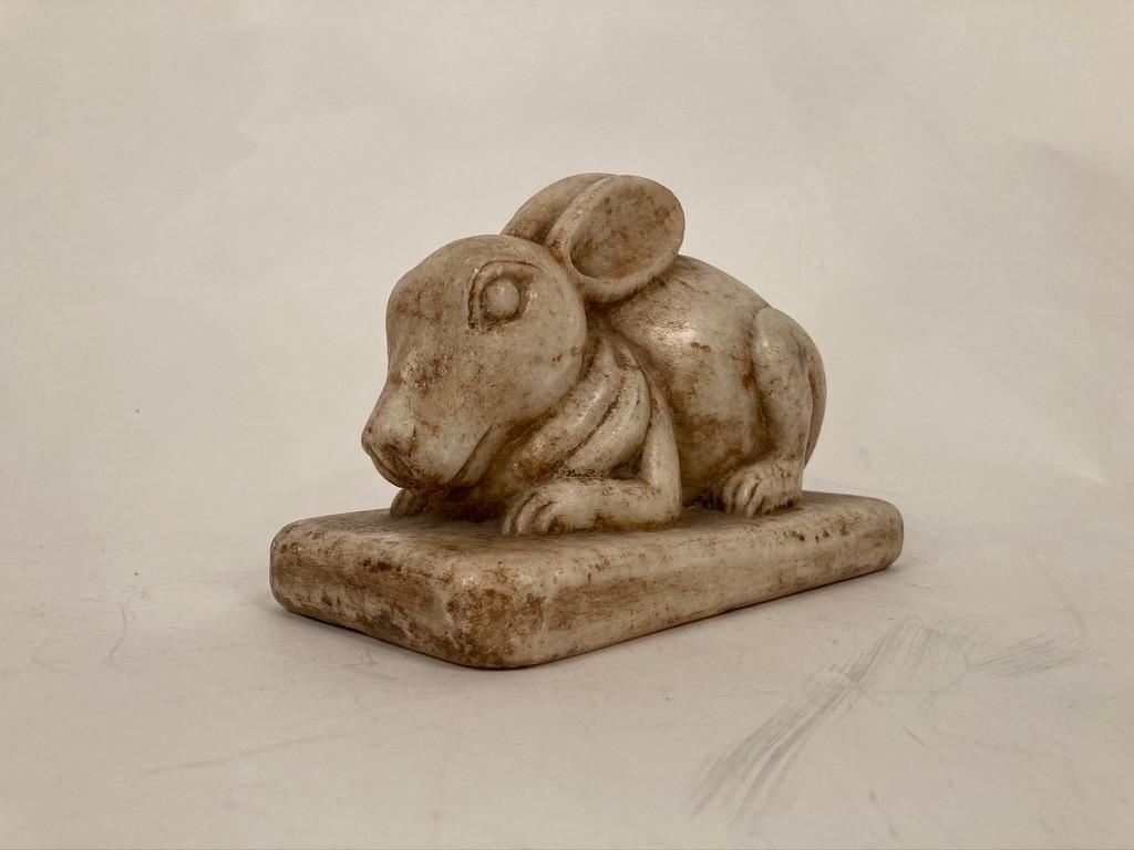 20th Century Anglo-Indian Carved Marble Figure of a Rabbit - 2023 is the Year Of The Rabbit! For Sale