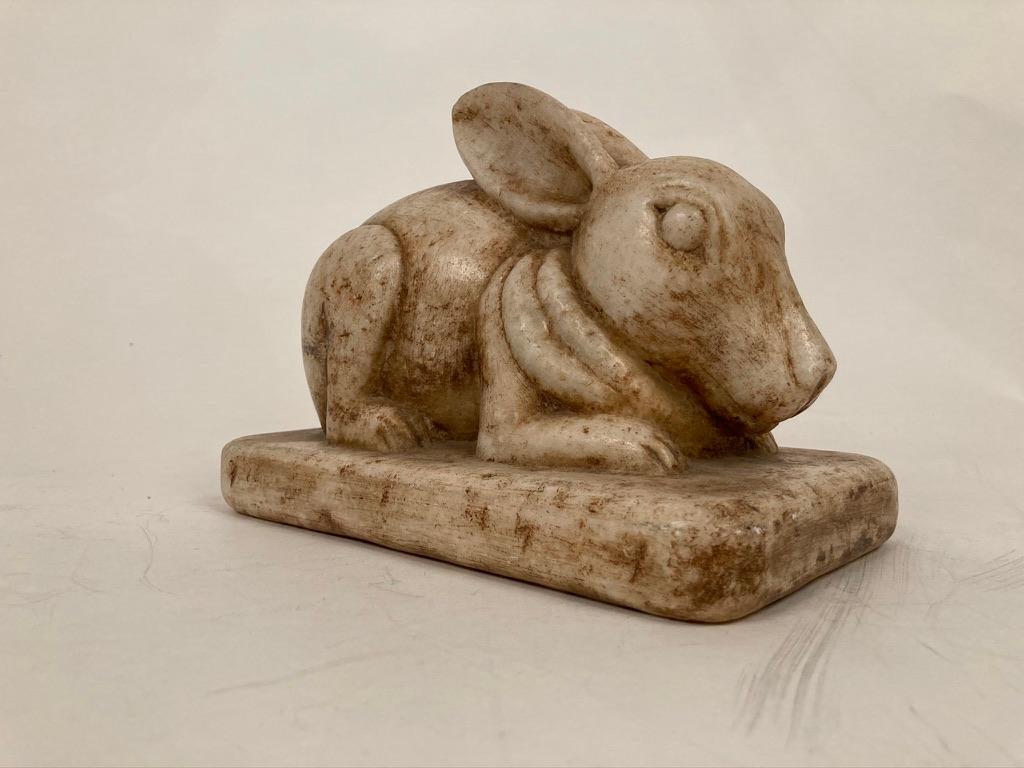 Anglo-Indian Carved Marble Figure of a Rabbit - 2023 is the Year Of The Rabbit! For Sale 1