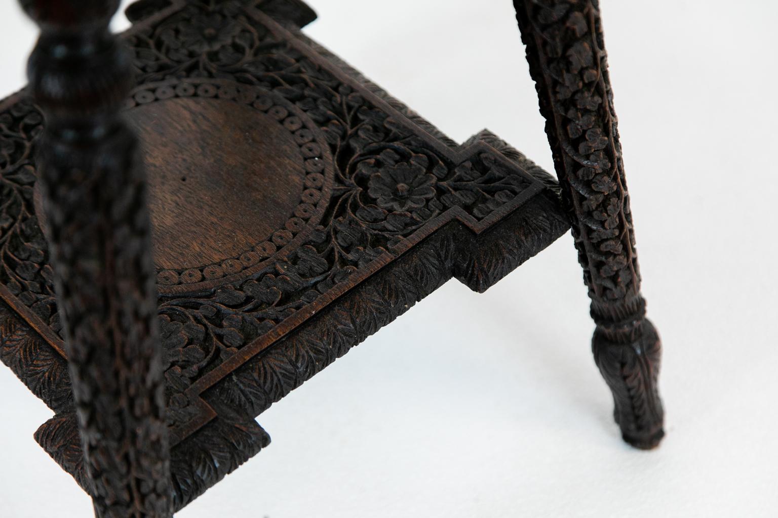 Late 19th Century Anglo-Indian Carved Octagonal Teakwood Table For Sale