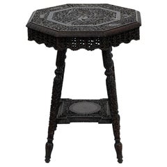 Anglo-Indian Carved Octagonal Teakwood Table