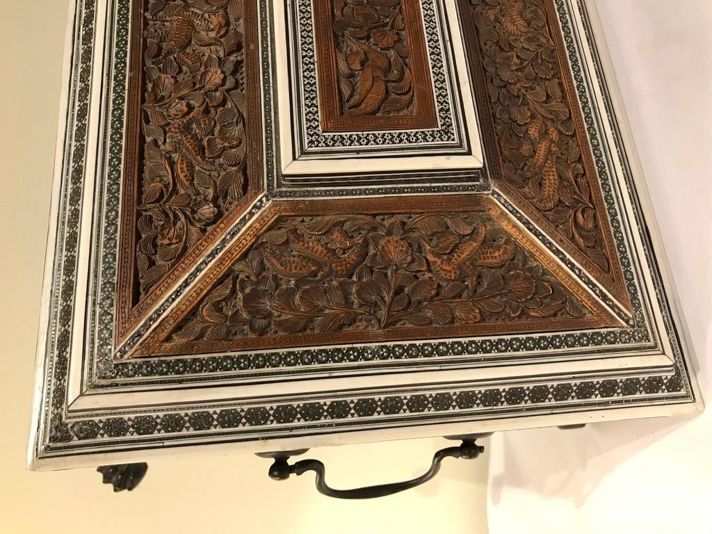 Anglo-Indian Carved Sandalwood and Bone Sadeli Inlaid Box 6