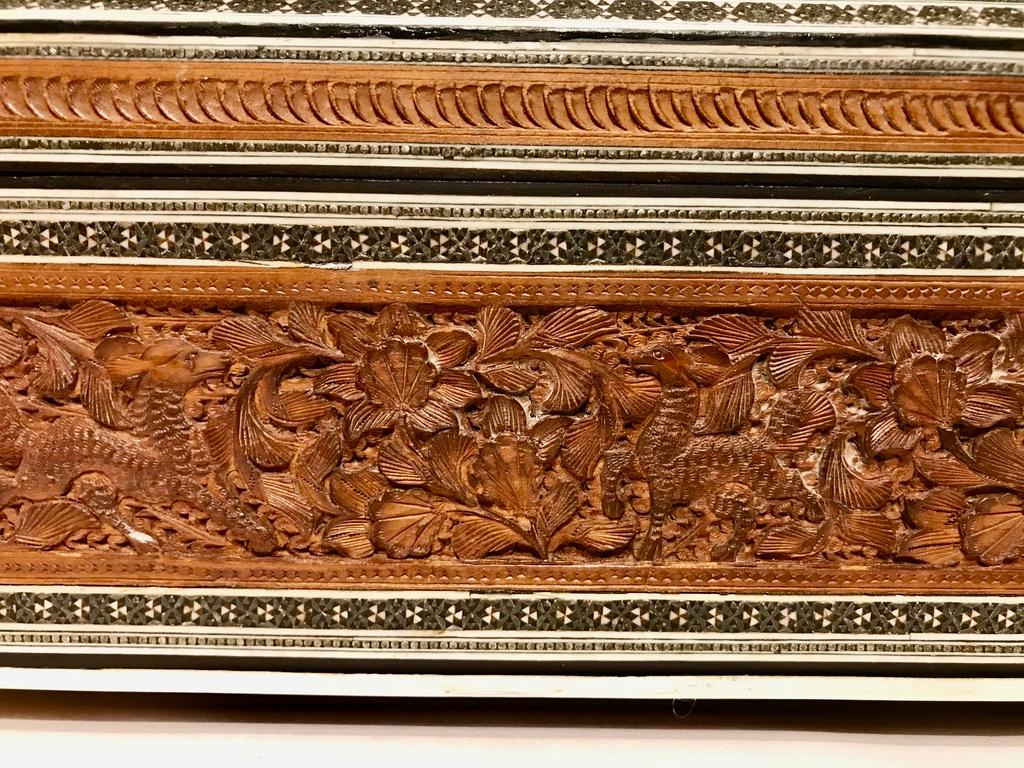 Anglo-Indian Carved Sandalwood and Bone Sadeli Inlaid Box 13