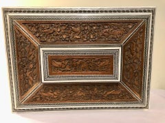 Anglo-Indian Carved Sandalwood and Bone Sadeli Inlaid Box