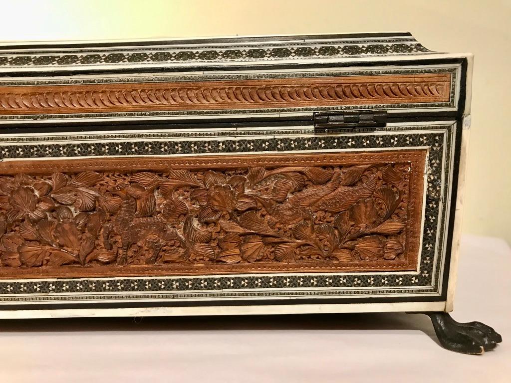 Anglo-Indian Carved Sandalwood and Bone Sadeli Inlaid Box 15