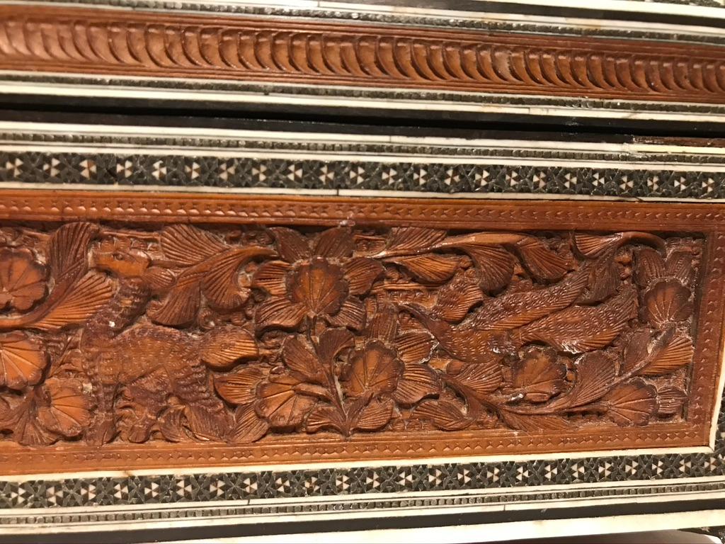 Anglo-Indian Carved Sandalwood and Bone Sadeli Inlaid Box 2