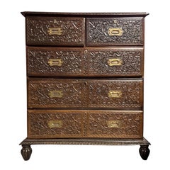 Antique Anglo-Indian Carved Teak Chest