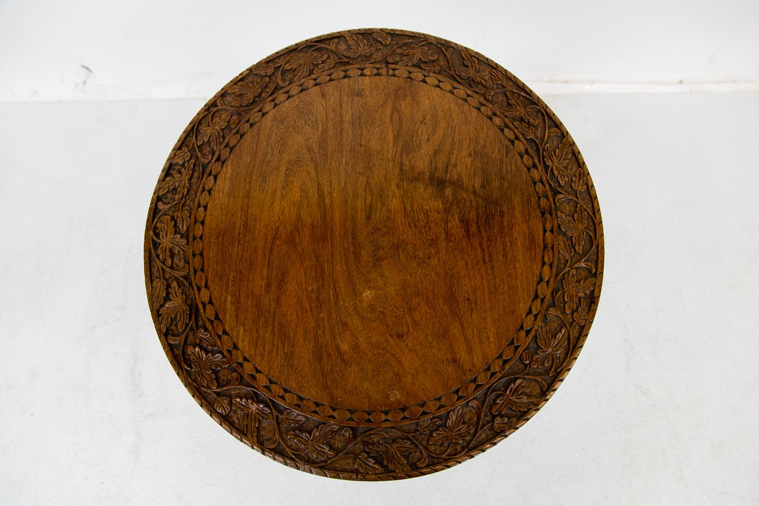 British Indian Ocean Territory Anglo Indian Carved Tilt Top Table For Sale