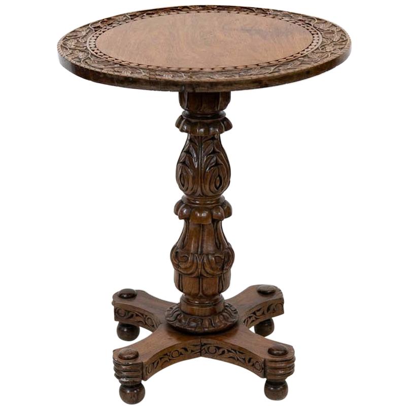 Anglo Indian Carved Tilt Top Table For Sale