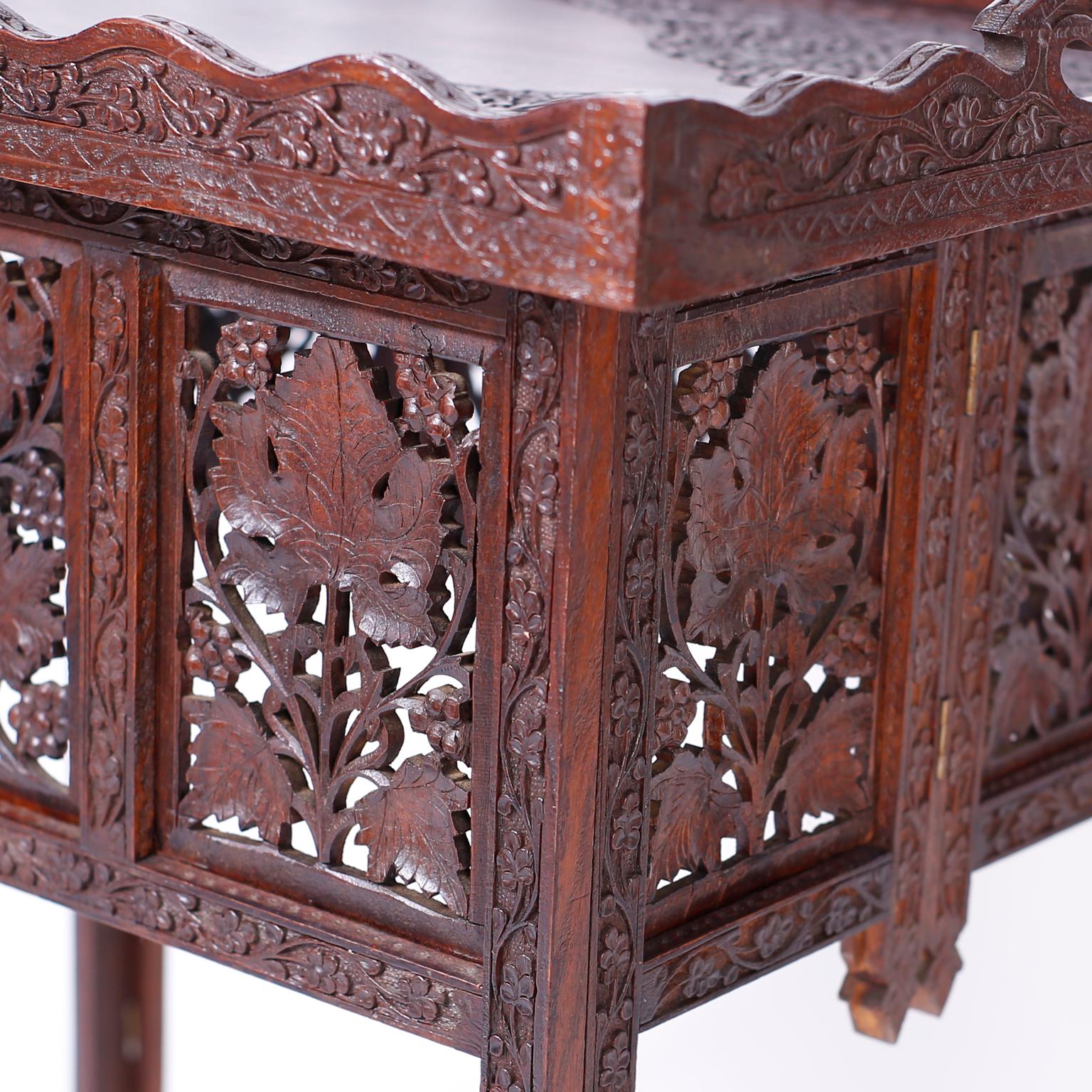 Fretwork Anglo Indian Carved Tray Table