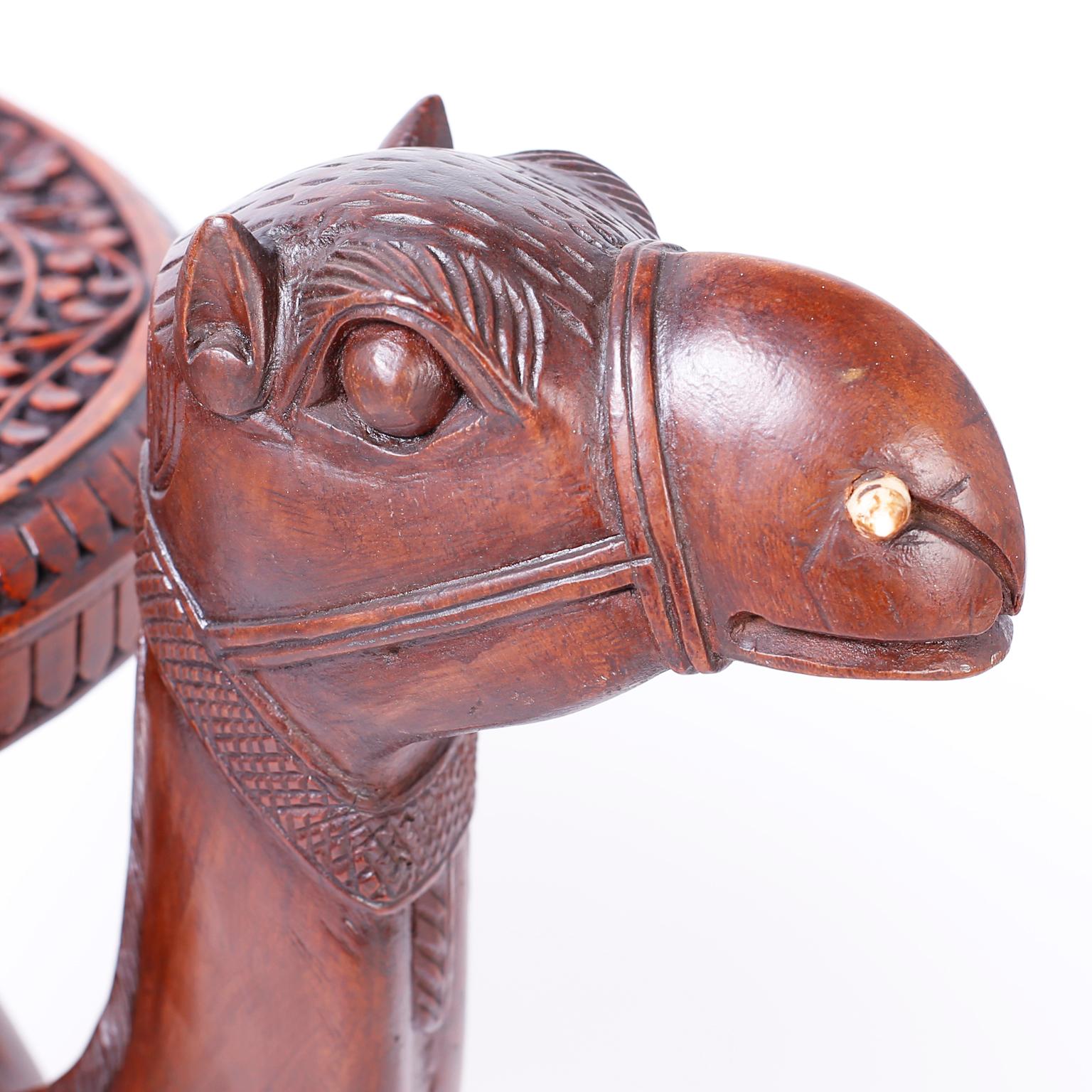 19th Century Anglo-Indian Carved Wood Camel Stand