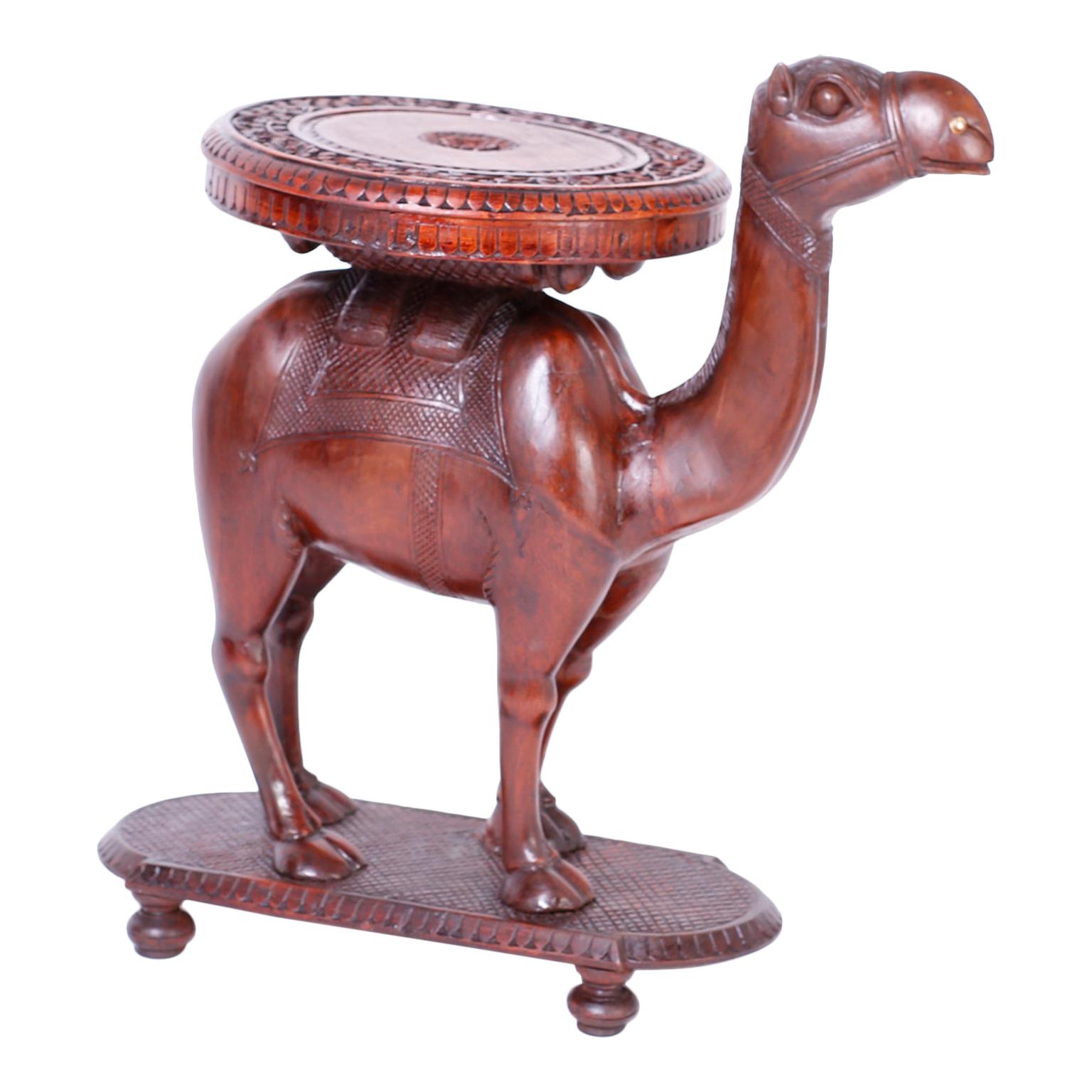 Anglo-Indian Carved Wood Camel Stand