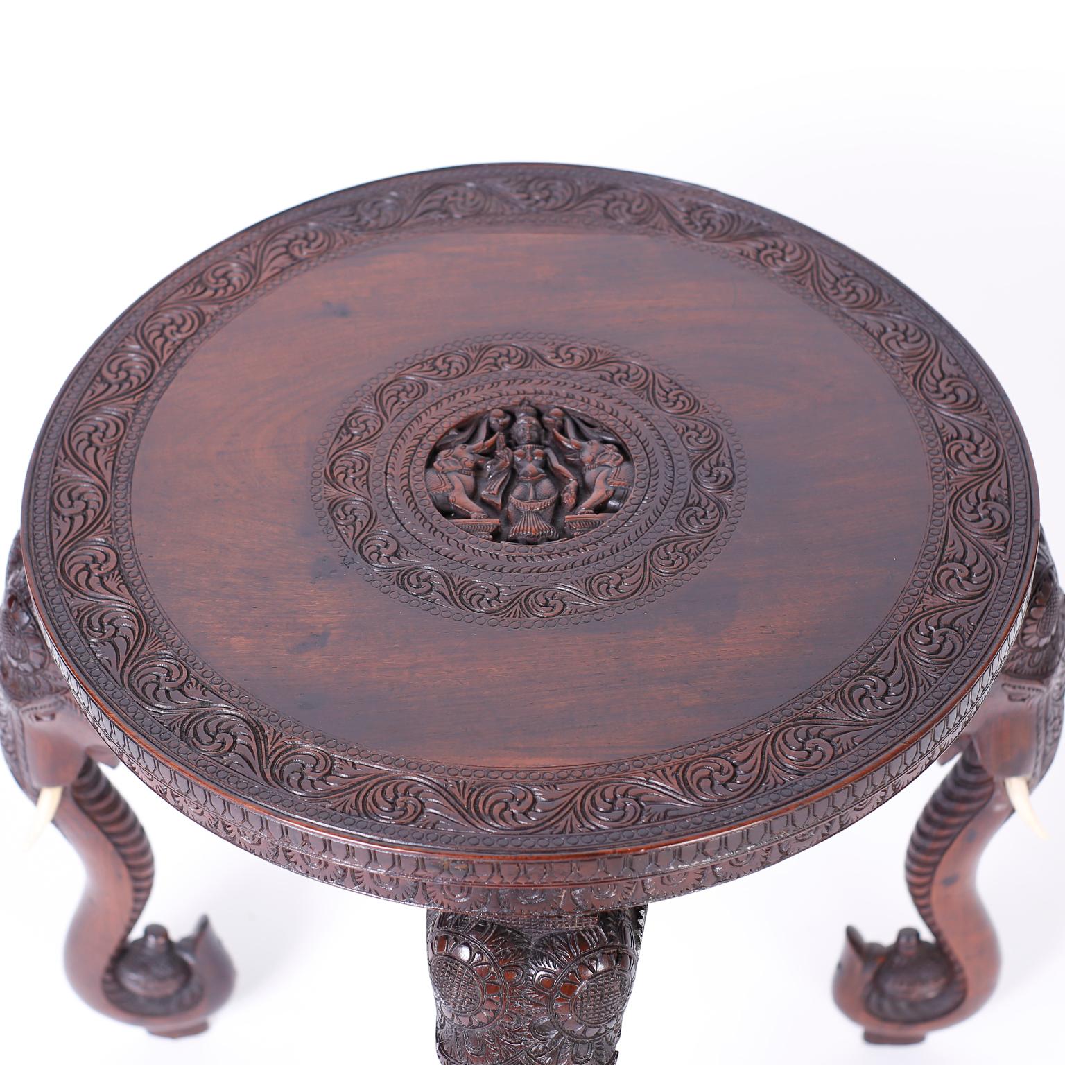 indian carved side table