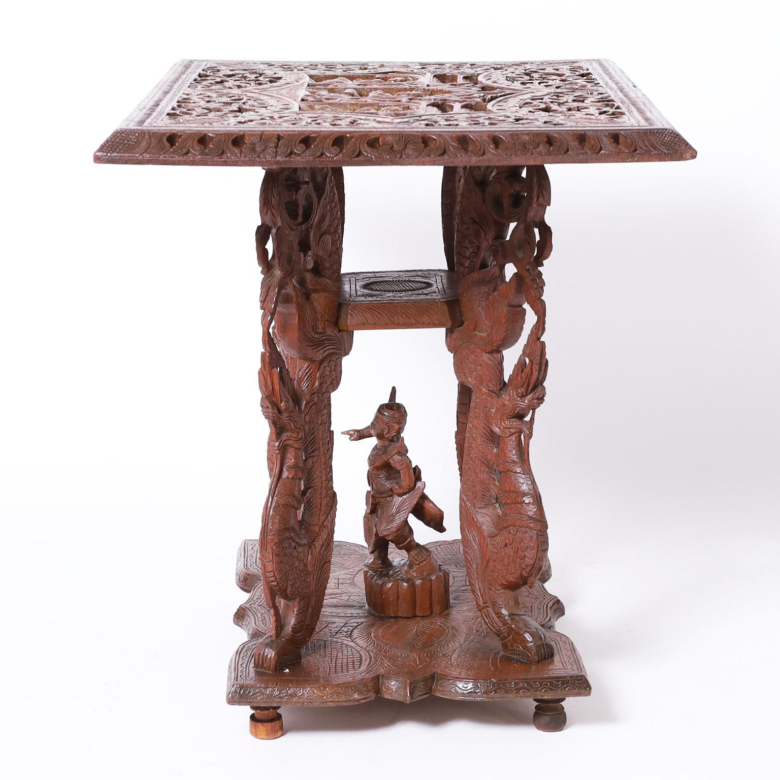 indian carved side table