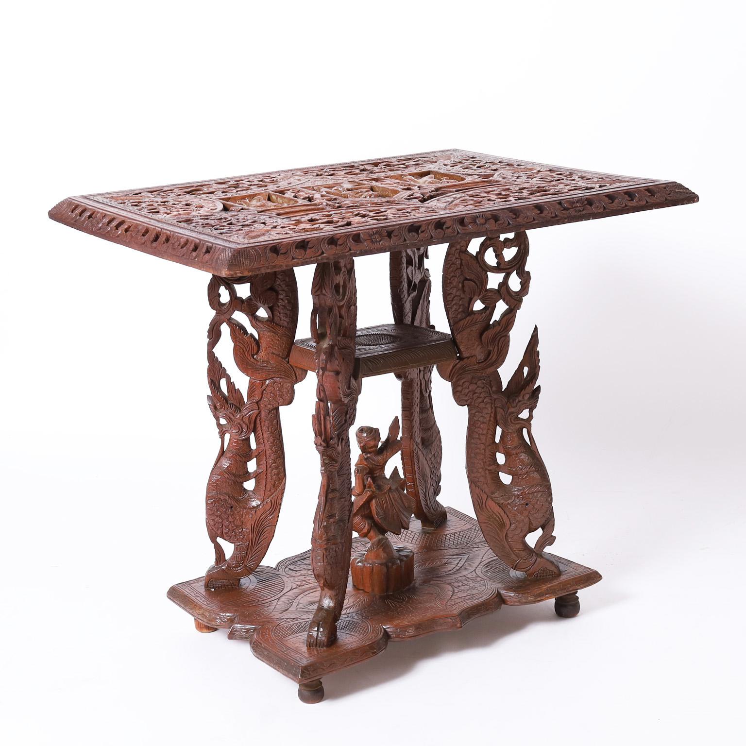 Anglo-Indian Anglo Indian Carved Wood Stand or Table For Sale