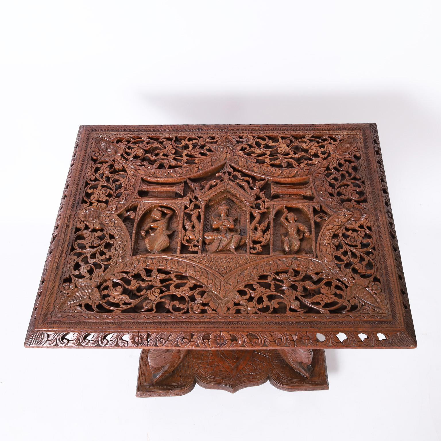 Anglo Indian Carved Wood Stand or Table In Good Condition For Sale In Palm Beach, FL