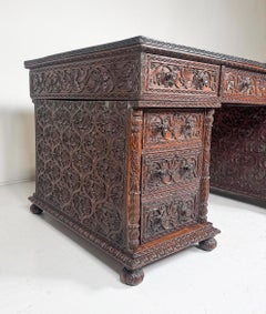 Anglo Indian Carved Wooden Desk