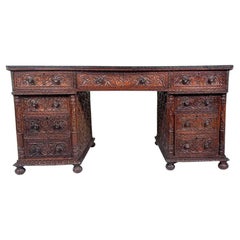Anglo Indian Carved Wooden Desk