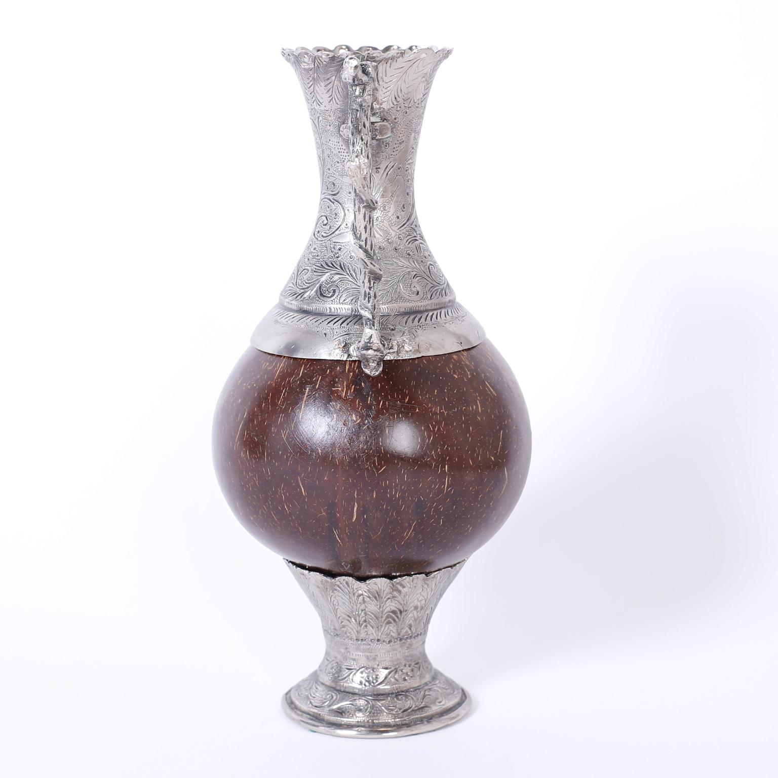 20th Century Antique Spanish Colonial Silvered Metal Vase