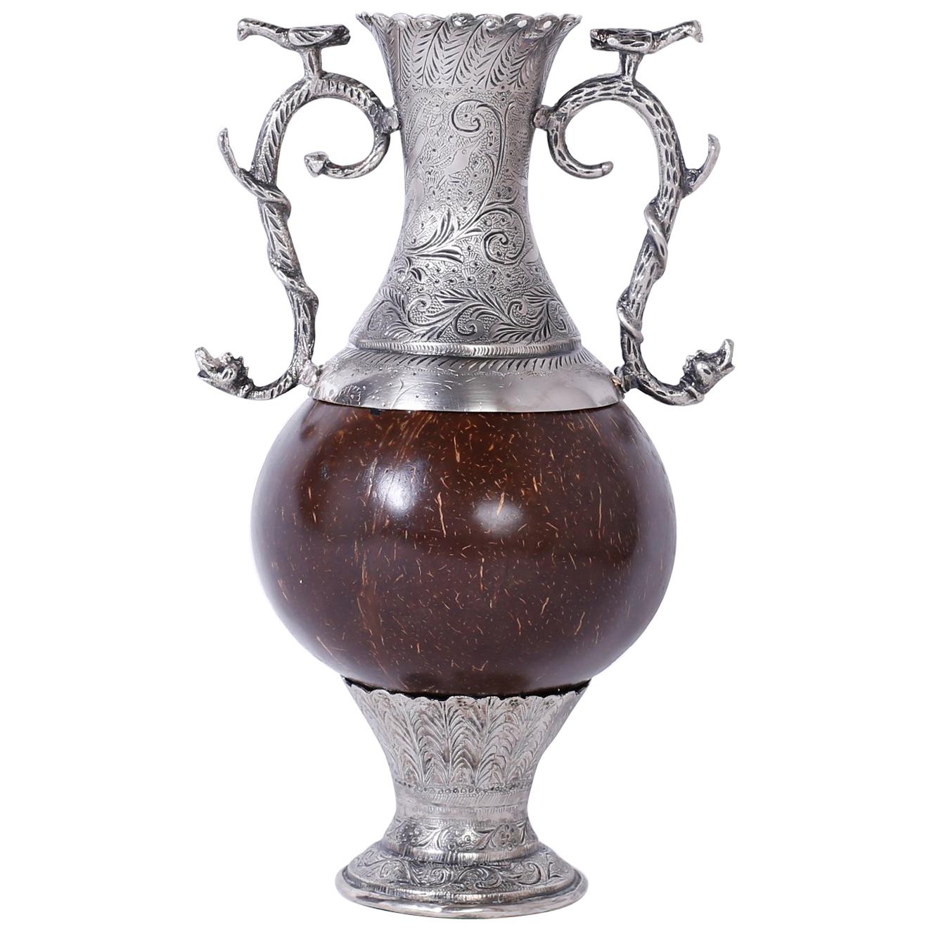 Antique Spanish Colonial Silvered Metal Vase