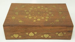 Anglo Indian Colonial Brass Inlaid Teak Jewelry Box