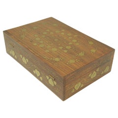 Anglo Indian Colonial Brass Inlaid Teak Jewelry Box
