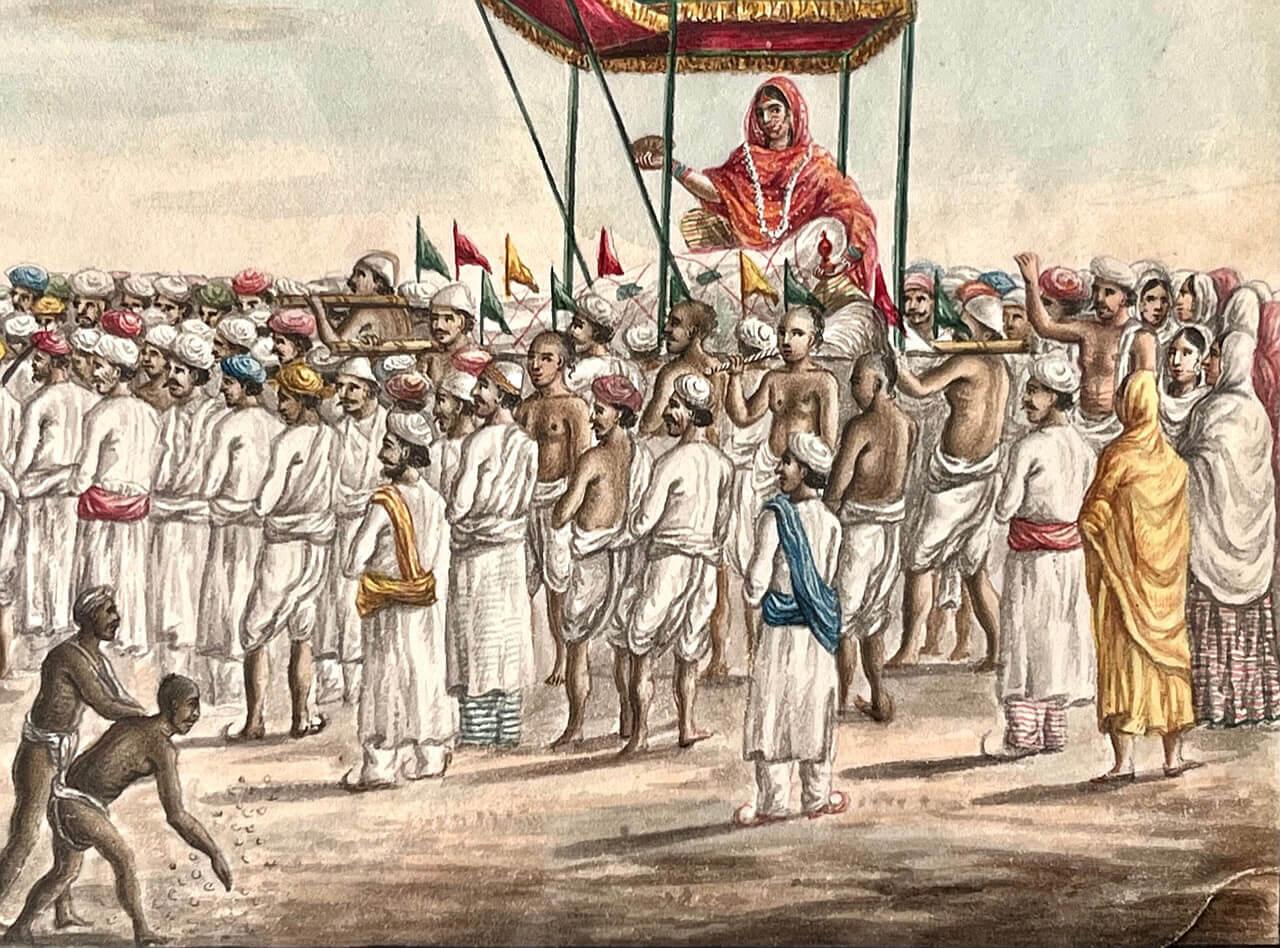 Anglo-Indian Company School Suttee Watercolour Paintings, C. 1810 For Sale 3