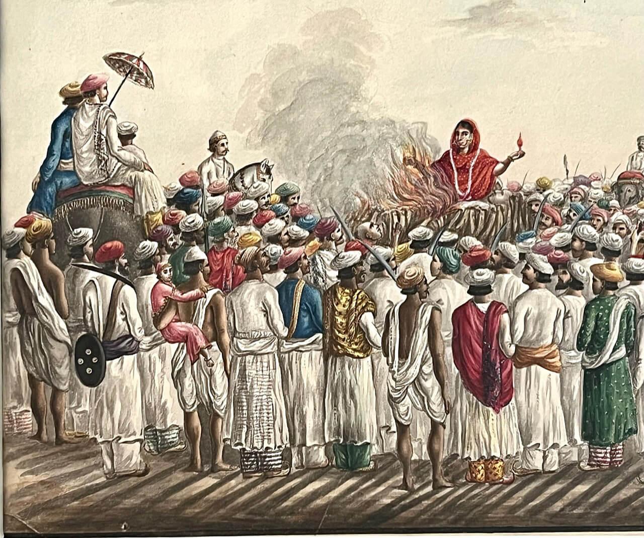 Anglo-Indian Company School Suttee Watercolour Paintings, C. 1810 (Handbemalt) im Angebot