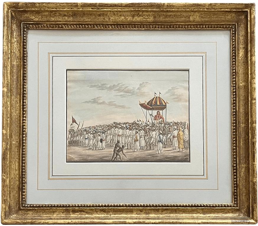 Anglo-Indian Company School Suttee Watercolour Paintings, C. 1810 (Glas) im Angebot