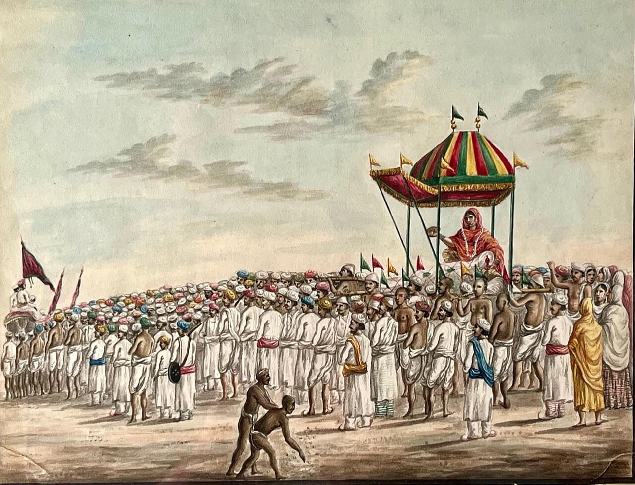 Anglo-Indian Company School Suttee Watercolour Paintings, C. 1810 For Sale 2