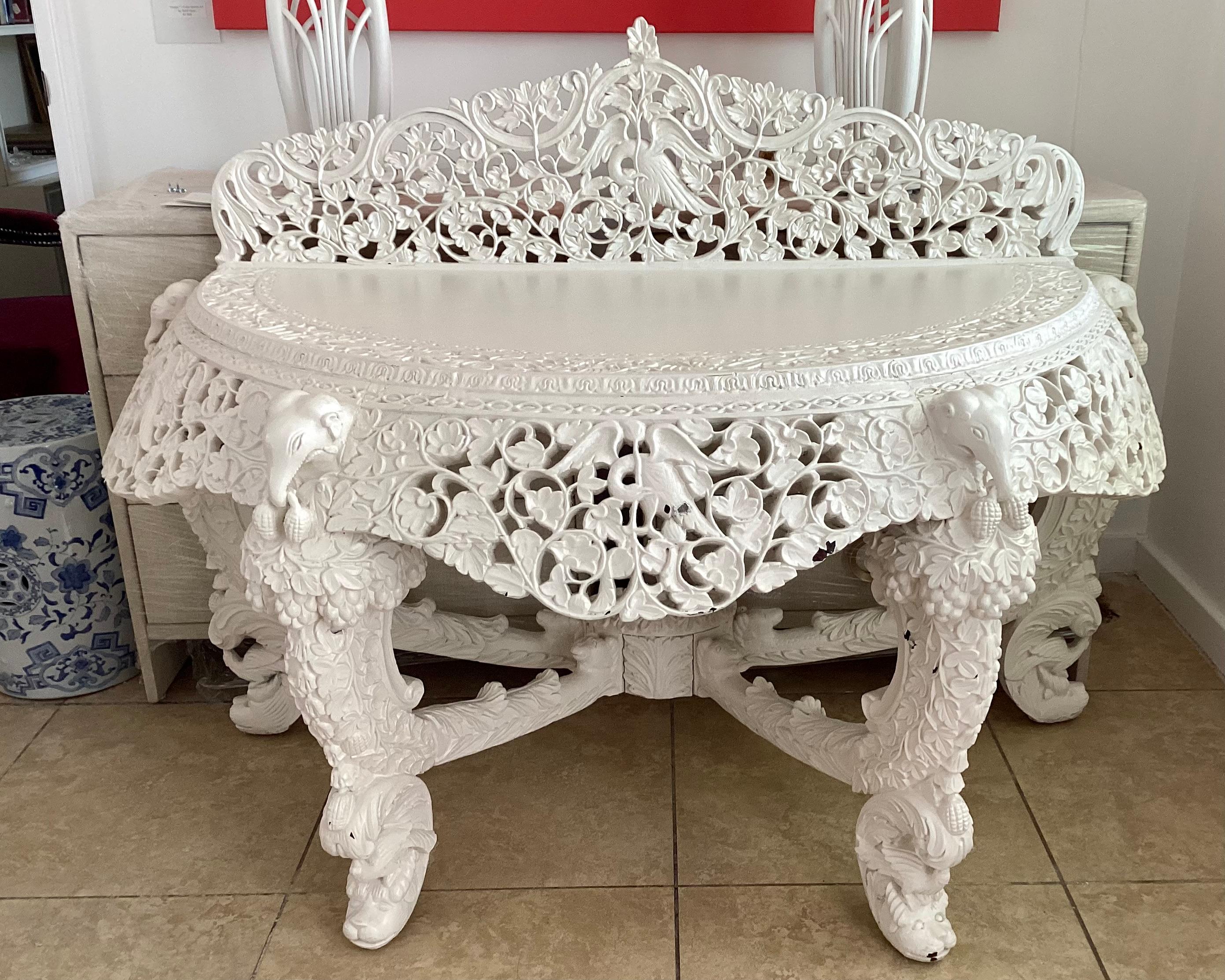 Anglo-Indian Anglo Indian Console Table in Ivory Lacquer For Sale