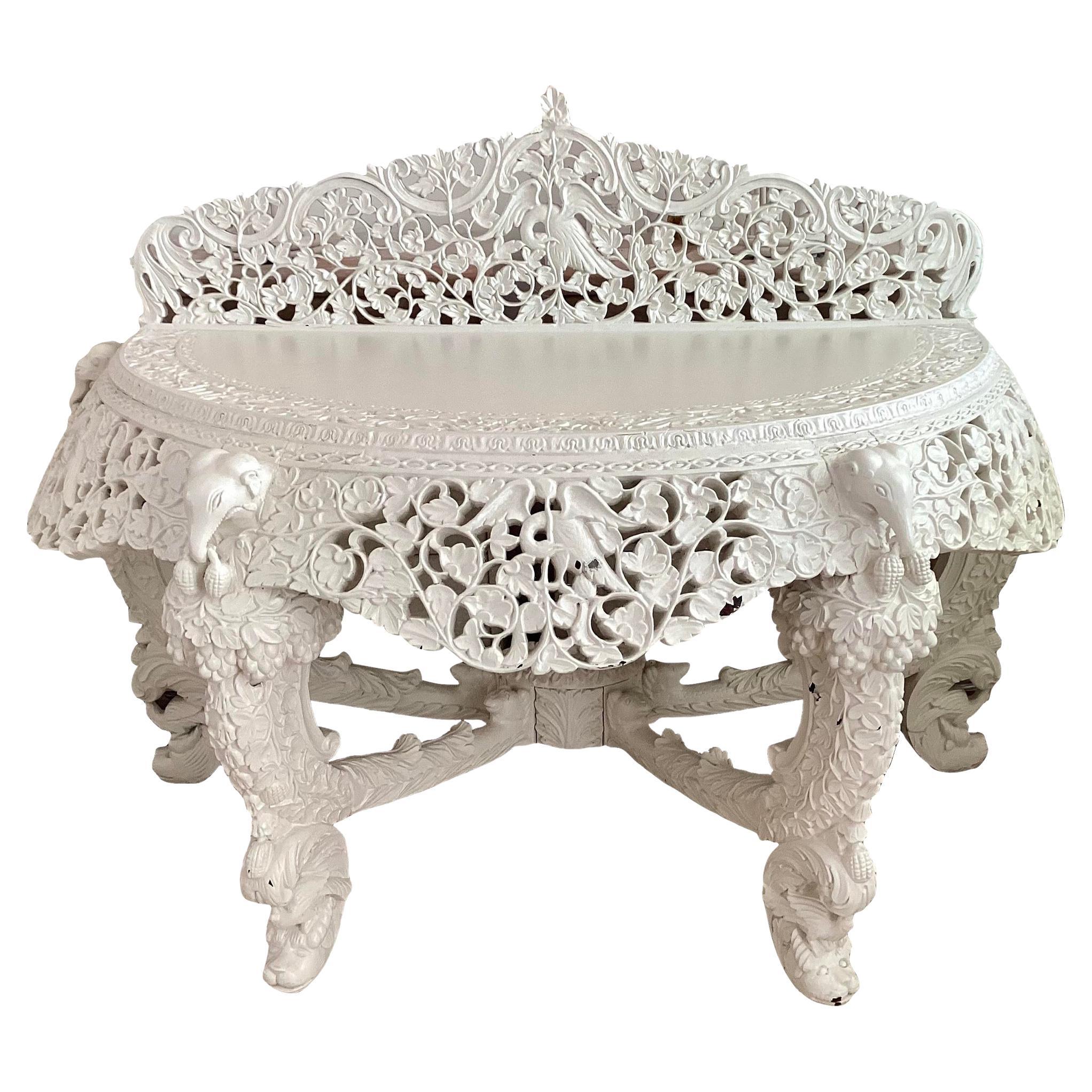 Anglo Indian Console Table in Ivory Lacquer For Sale