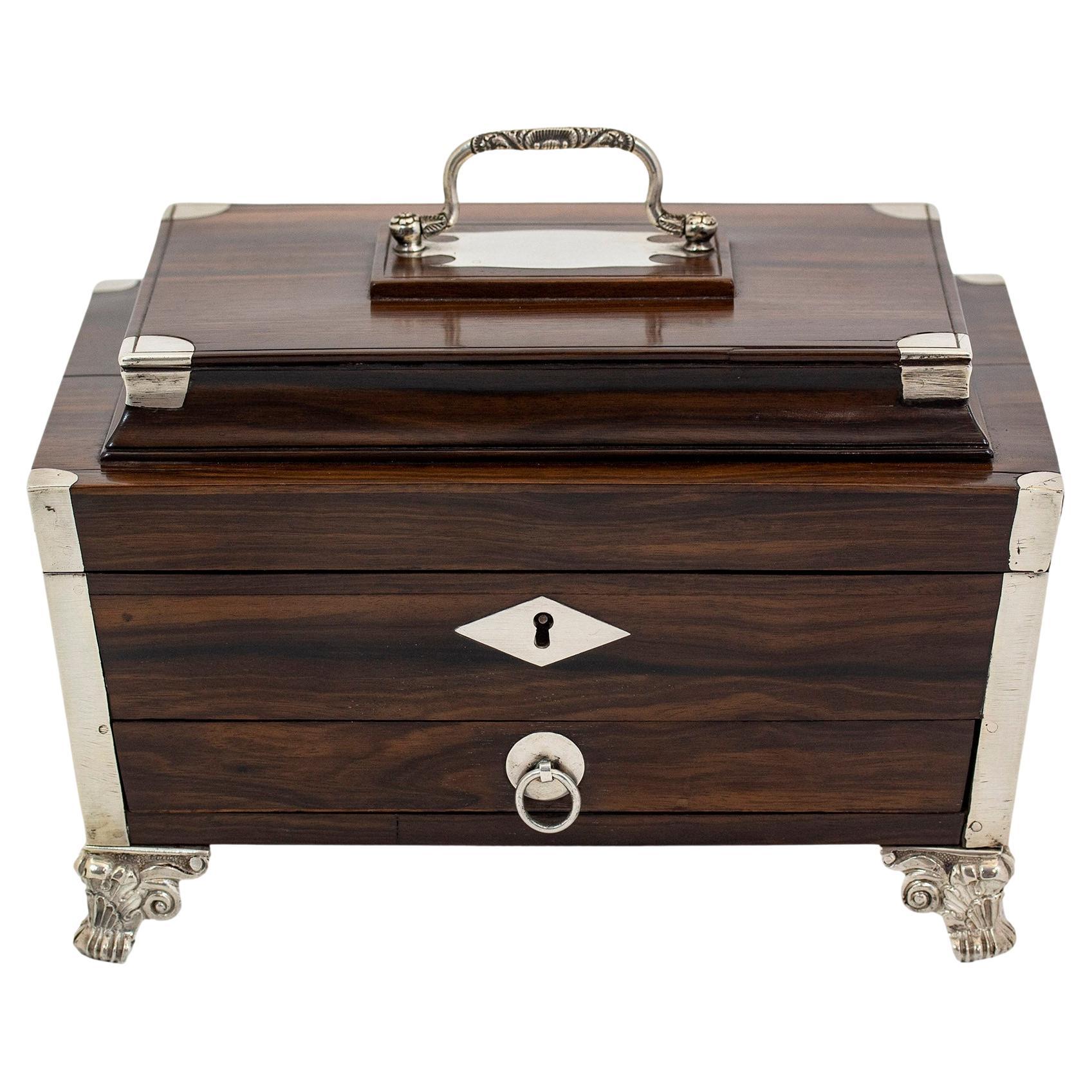 Anglo Indian Coromandel and Silver Sewing Box