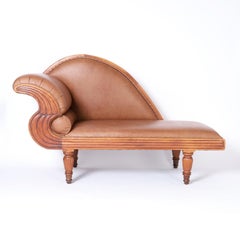 Anglo Indian Daybed or Récamier with Brown Leather