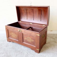 Anglo Indian Domed Camel Back Wooden Chests With Brass Inlay - 3 Pieces